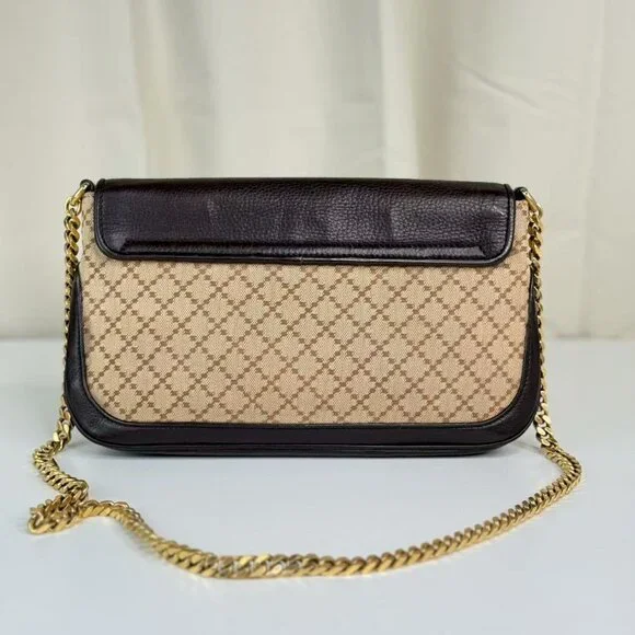 Gucci GG Logo Flap Shoulder Bag Crossbody Dark Purple Leather - Picture 2 of 9